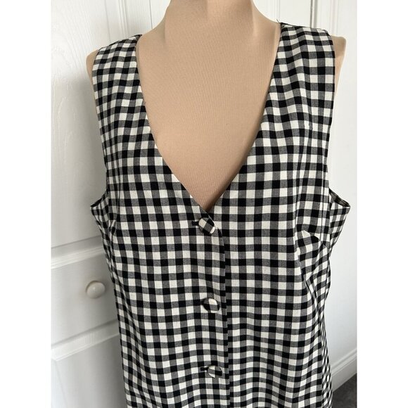 Madewell $148 V-Neck Mini Vest Dress, Black & White Checkered Gingham, Sz 10 - Picture 4 of 13